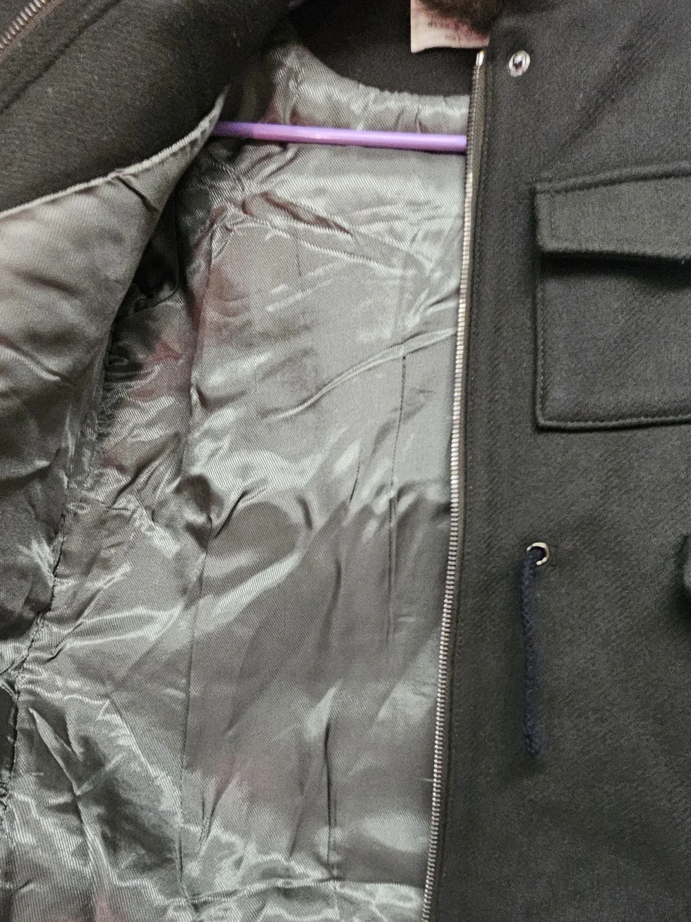 Zara Kids Dark Olive Green Pea Coat with Faux Fur Trim